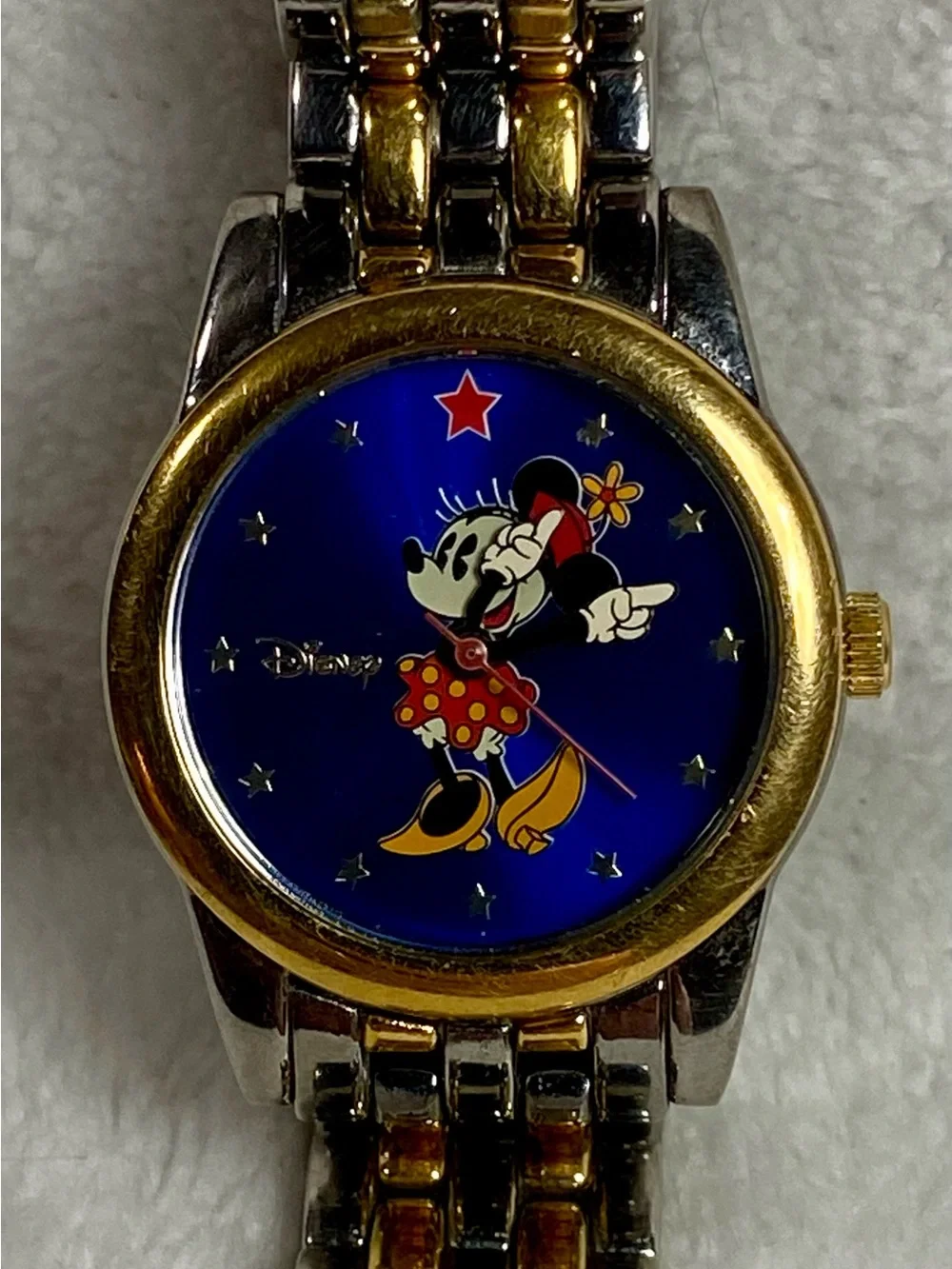 Disney Two-Tone Gold & Silver Minnie Mouse Watch with Blue Dial